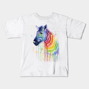 Rainbow Zebra - Ode to Fruit Stripes Kids T-Shirt